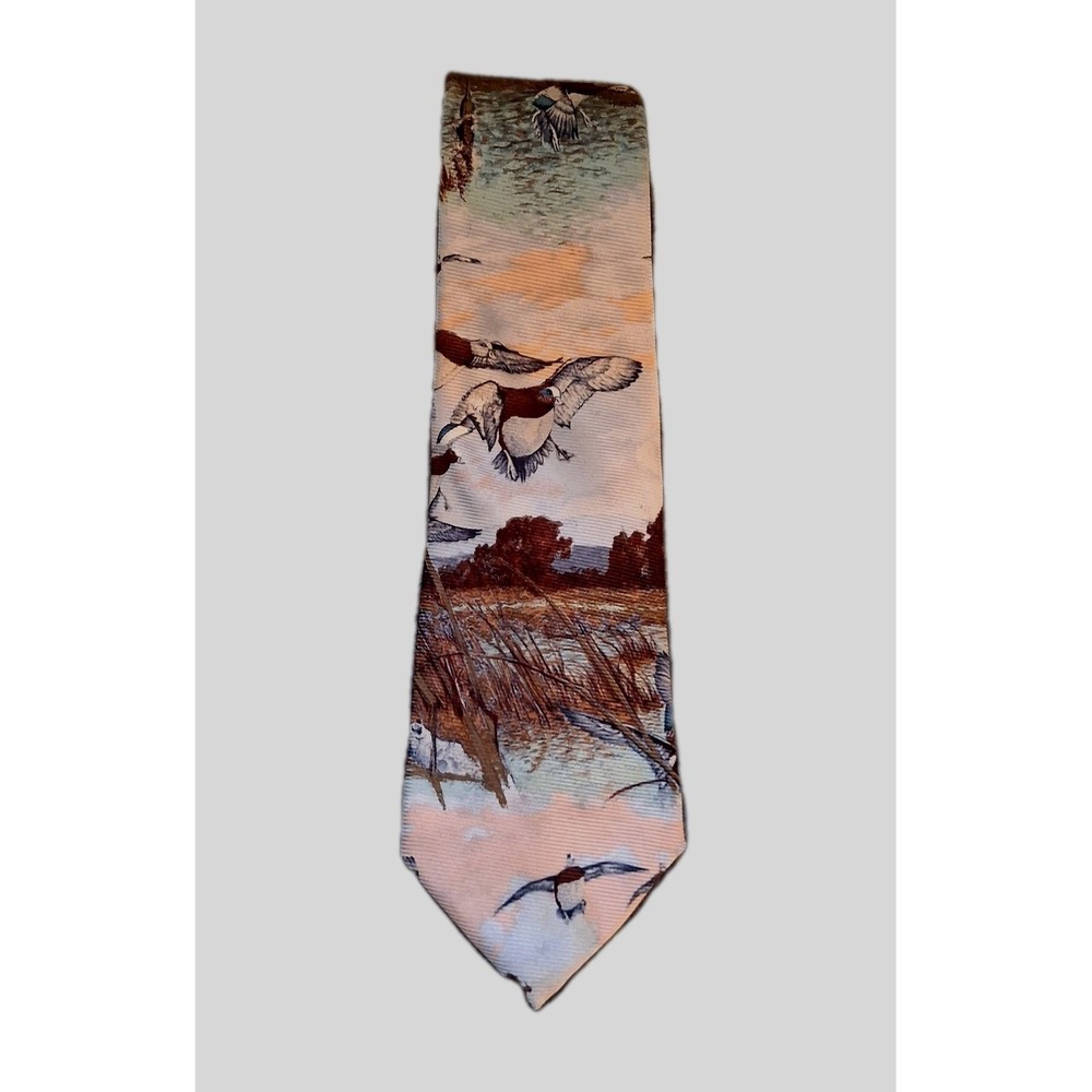 Robert Talbott Tie Men's Silk Mallard Duck Hunting Necktie Hand Sewn Made Italy
